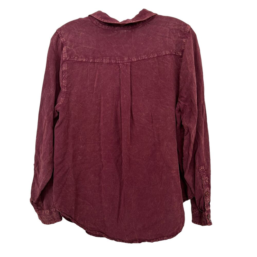 Torrid Maroon Long Sleeve Button Down Blouse Sz 10 - Picture 5 of 6